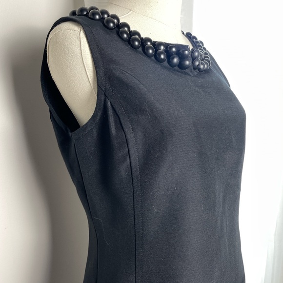 NWT Talbots Size 8P Petites Black Sleeveless Shift Dress Embellished Neckline - Picture 5 of 10
